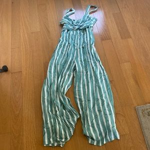 Lulus green and white striped jumpsuit